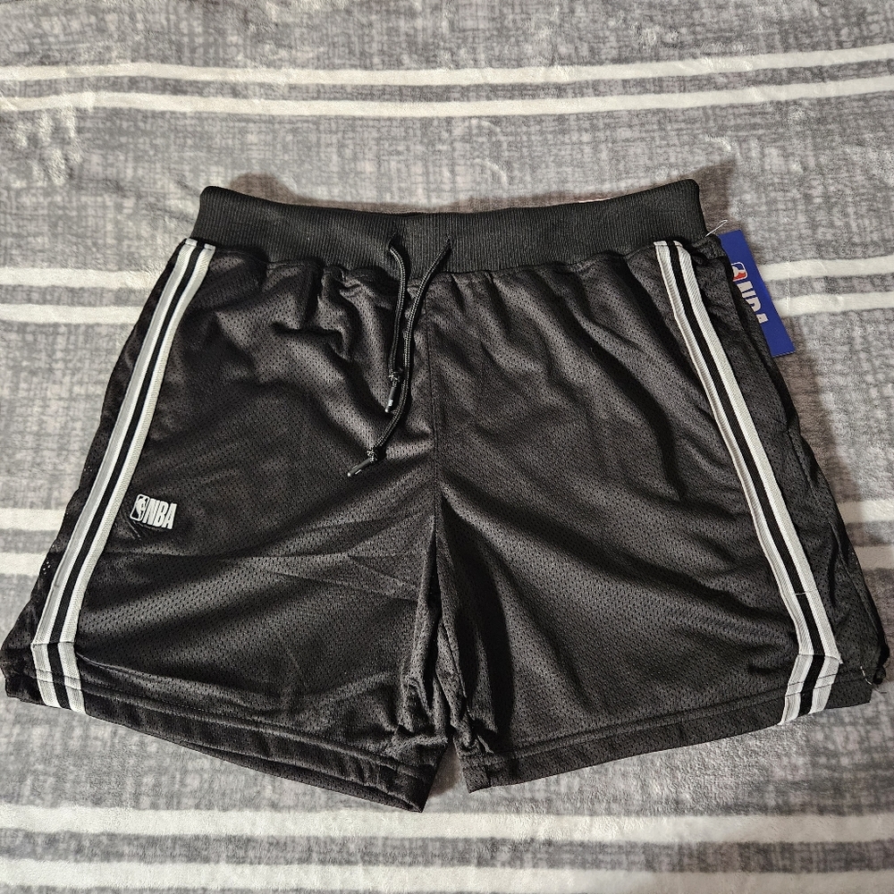 NBA Heritage Trainer Shorts Men’s L Black White Stripe – Above the Knee